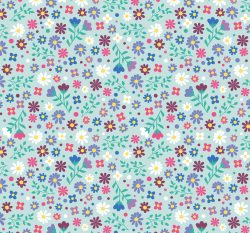 Úplet potisk drobné kytičky na mintové