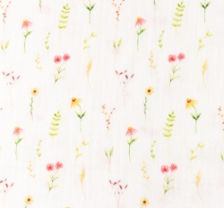 Dvojitá gázovina / mušelín kvítí na bílé