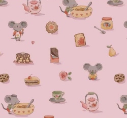 Úplet potisk myška kuchařka na baby růžové 