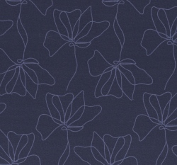 Modalová teplákovina květina na džínově modré 