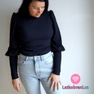 Žebrovaný jednobarevný úplet petrolejový