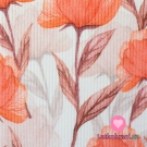 Žebrovaný úplet potisk vlčí mák na ecru