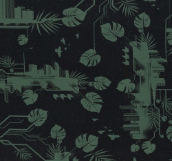 Úplet potisk moderní khaki budova na černé