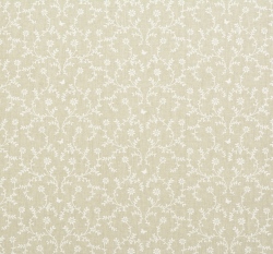 Bavlněné plátno potisk bílé kytičky na béžové