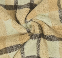 Kabátová károvaná látka, beránek béžový