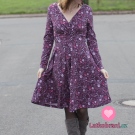 Modalová teplákovina potisk luční kvítí na temné bordó