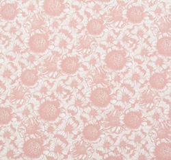 Bavlněné plátno potisk starorůžové květy na bílé