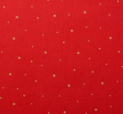 Bavlněný popelín potisk hvězdičky na červené