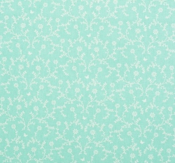 Bavlněné plátno potisk bílé kytičky na aqua