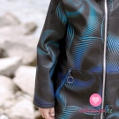 Softshell potisk modrý design na černé 