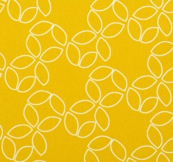 Bavlněné plátno potisk bílé lístky na hořčicové