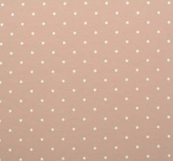 Teplákovina potisk bílý puntíček na pudrově růžové