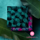 Bavlněná halenkovina potisk tropické listy na petrolejové