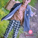 Teplákovina potisk vínový medvídek Méďa na béžové rybí kosti