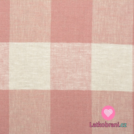 Len s příměsí viskózy starorůžová kostka na bílé 