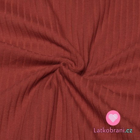 Žebrovaný jednobarevný úplet cihlový 