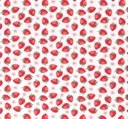Úplet potisk vintage jahody na bílé