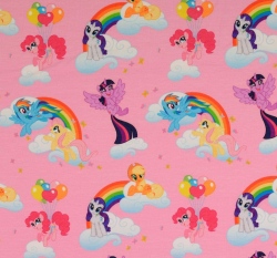 Úplet potisk My Little Ponny s duhou na růžové