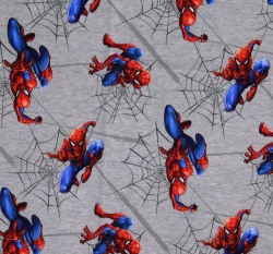 Teplákovina potisk Spider man na šedém melé