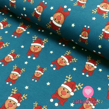 Úplet potisk sobíci s červenými nosy na petrolejové