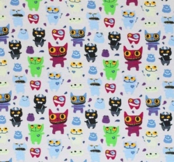 Úplet potisk barevné veselé příšerky na světle šedé