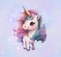 Panel potisk jednorožec s duhovou hřívou na magickém nebi