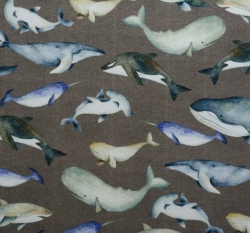 Úplet potisk mořští živočichové na hnědé taupe, BIO