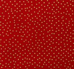 Bavlněné plátno potisk zlaté puntíčky na červené 
