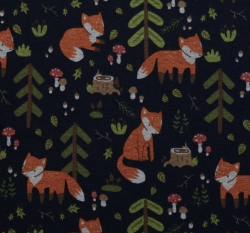 Warmkeeper potisk liška v lese na námořnické modré