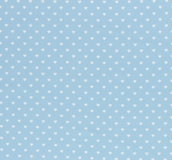 Bavlněné plátno srdíčka na světle modré 