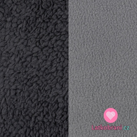 Fleece s beránkem jednobarevný antracitový 