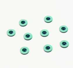 Knoflík kulatý, modrý se zeleným okrajem