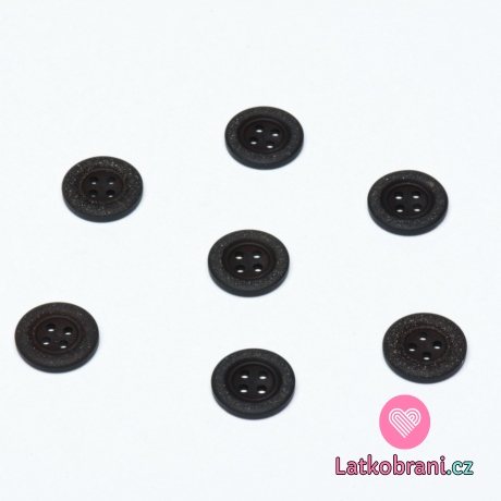 Knoflík kulatý, matný, černý se zdobeným okrajem - malý
