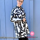 Modalová teplákovina potisk vínová písmena na černé 