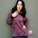 Modalová teplákovina potisk vínová písmena na černé 