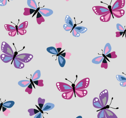 Úplet potisk motýlci na šedé