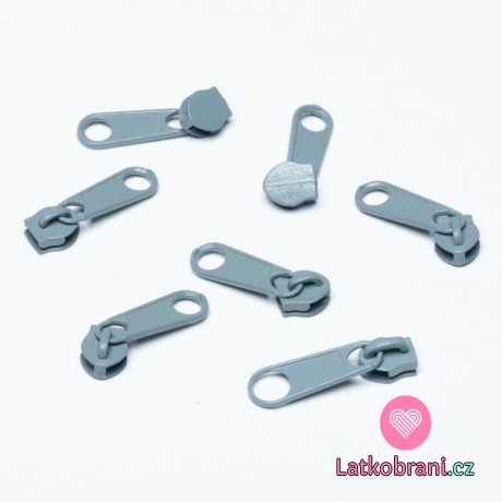 Jezdec k metrážovému zipu 5 mm Šedá ocelová