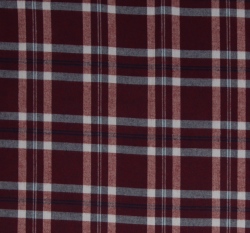 Bavlněný flanel bordó kostka na bílé 