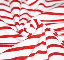 Viskózový úplet proužky červená - bílá