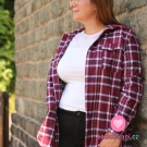 Bavlněný flanel bordó kostka na bílé 