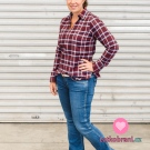 Bavlněný flanel bordó kostka na bílé 