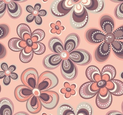 Úplet retro květy na lososové 