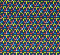 Úplet potisk nanukové kytičky na tmavě modré 