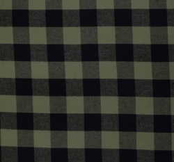 Bavlněný flanel černé kostky na zelené khaki 