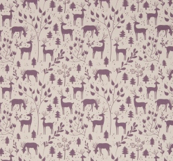 Úplet potisk levanduloví jeleni na ecru 