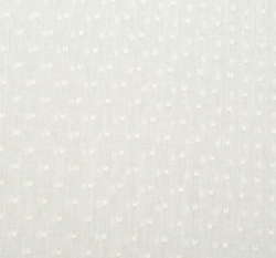 Mačkaná bavlna s výšivkou puntíků bílá