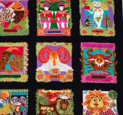 Bavlněný panel - metalické znamení zvěrokruhu 