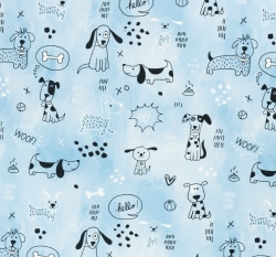 Úplet potisk pejsci na modré