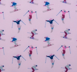 Softshell zimní - potisk lyžaři na růžové