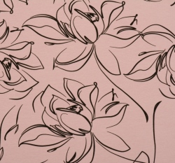 Úplet potisk černé květy na růžové